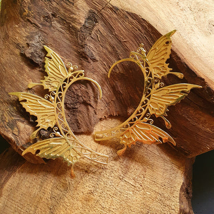 Golden Fairy Wings Ear Cuff Brass / Tribal / Boho / Unisex / Mens Jewellery / Costume / Fancy Dress / Cosplay / Festival Jewellery /