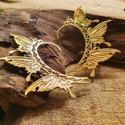 Golden Fairy Wings Ear Cuff Brass / Tribal / Boho / Unisex / Mens Jewellery / Costume / Fancy Dress / Cosplay / Festival Jewellery /