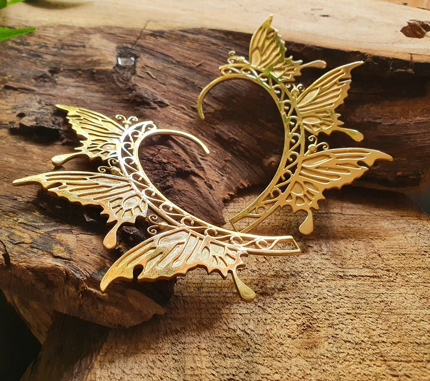 Golden Fairy Wings Ear Cuff Brass / Tribal / Boho / Unisex / Mens Jewellery / Costume / Fancy Dress / Cosplay / Festival Jewellery /