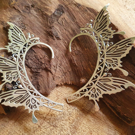 Silver Fairy Wings Ear Cuff Brass / Tribal / Boho / Unisex / Mens Jewellery / Costume / Fancy Dress / Cosplay / Festival Jewellery /