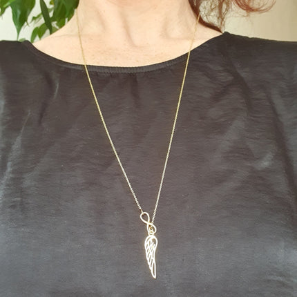 Infinity and Angel Wings Necklace Brass / Larait Minimalist / Contemporary / Boho / Modern / Chic / Pretty / Chain / Nature