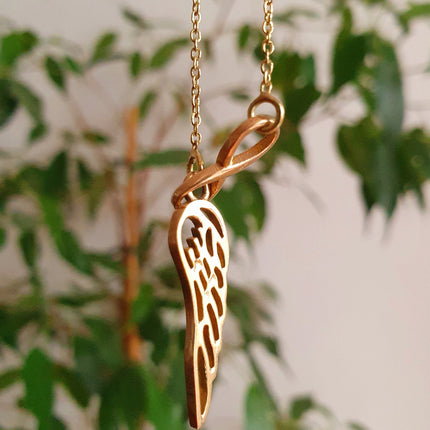 Infinity and Angel Wings Necklace Brass / Larait Minimalist / Contemporary / Boho / Modern / Chic / Pretty / Chain / Nature