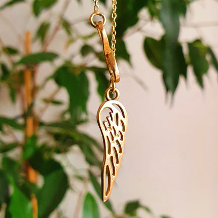 Infinity and Angel Wings Necklace Brass / Larait Minimalist / Contemporary / Boho / Modern / Chic / Pretty / Chain / Nature