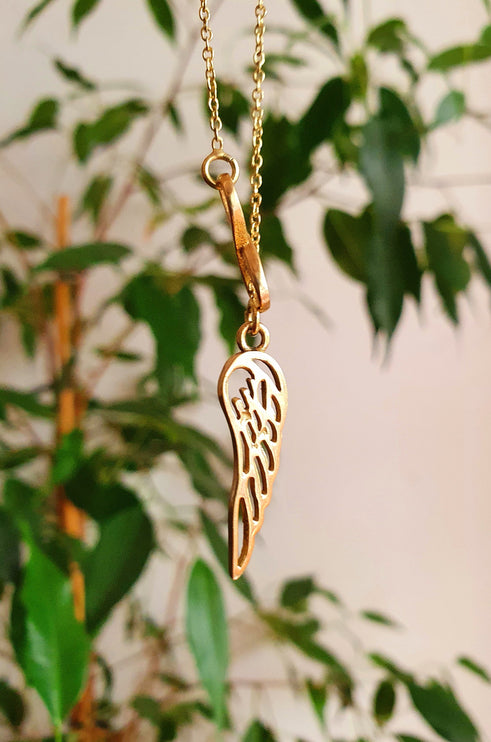 Infinity and Angel Wings Necklace Brass / Larait Minimalist / Contemporary / Boho / Modern / Chic / Pretty / Chain / Nature