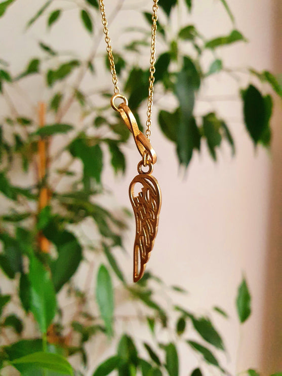 Infinity and Angel Wings Necklace Brass / Larait Minimalist / Contemporary / Boho / Modern / Chic / Pretty / Chain / Nature