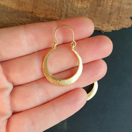 Boho Gold Hoop Earrings / Brass / Small Hoops / Ethnic Boho Classic Bohemian Chic Gold Gypsy Spiral Hippie Festival