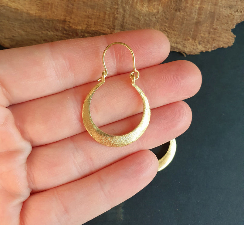 Boho Gold Hoop Earrings / Brass / Small Hoops / Ethnic Boho Classic Bohemian Chic Gold Gypsy Spiral Hippie Festival