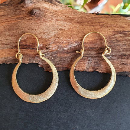 Boho Gold Hoop Earrings / Brass / Small Hoops / Ethnic Boho Classic Bohemian Chic Gold Gypsy Spiral Hippie Festival