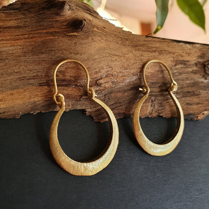 Boho Gold Hoop Earrings / Brass / Small Hoops / Ethnic Boho Classic Bohemian Chic Gold Gypsy Spiral Hippie Festival