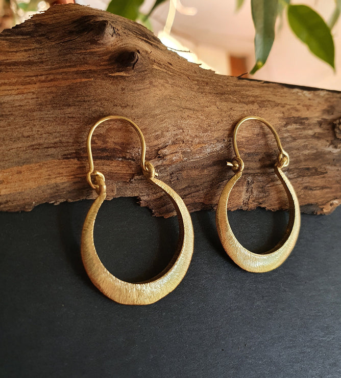 Boho Gold Hoop Earrings / Brass / Small Hoops / Ethnic Boho Classic Bohemian Chic Gold Gypsy Spiral Hippie Festival