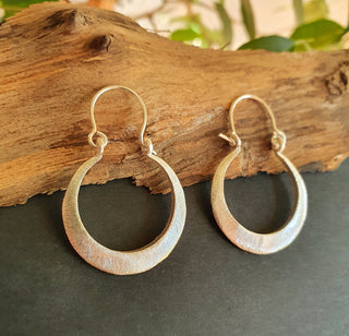 Boho Silver Hoop Earrings / Brass / Small Hoops / Ethnic Boho Classic Bohemian Chic Gold Gypsy Spiral Hippie Festival