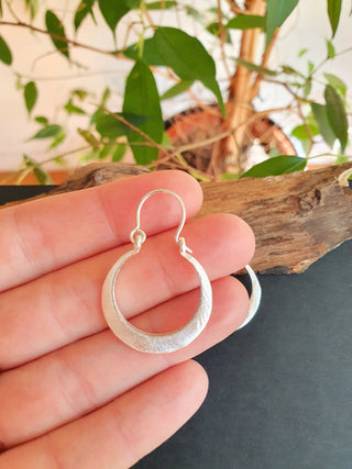 Boho Silver Hoop Earrings / Brass / Small Hoops / Ethnic Boho Classic Bohemian Chic Gold Gypsy Spiral Hippie Festival
