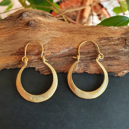 Boho Gold Hoop Earrings / Brass / Small Hoops / Ethnic Boho Classic Bohemian Chic Gold Gypsy Spiral Hippie Festival