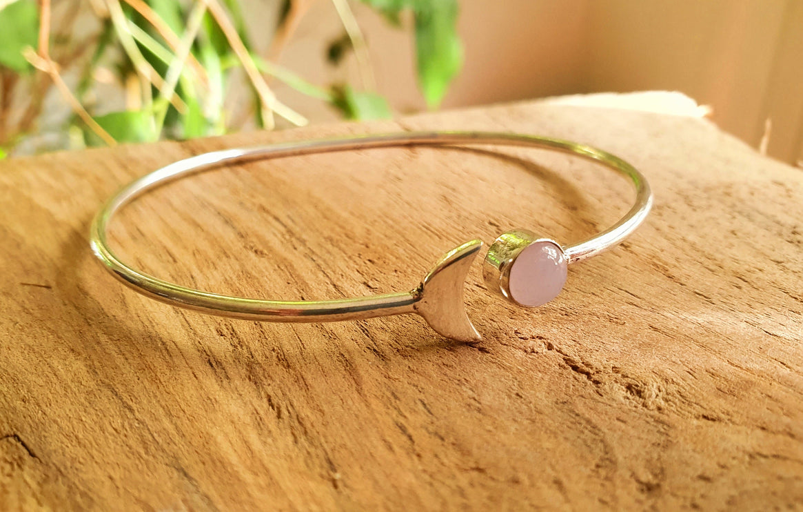 Silver Moon Bracelet / Rose Quartz / Bangle / Galaxy / Solar System / Planets / Boho / Adjustable / Hippie / Chic / Sun