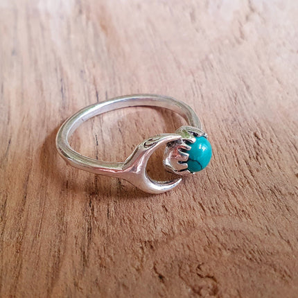 Moon Silver Ring / Turquoise / Zodiac / Purple / Boho / Ethnic / Rustic / Tribal / Gypsy / Festival / Healing / Festival