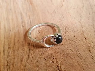 Moon Silver Ring / Black Onyx / Zodiac / Purple / Boho / Ethnic / Rustic / Tribal / Gypsy / Festival / Healing / Festival