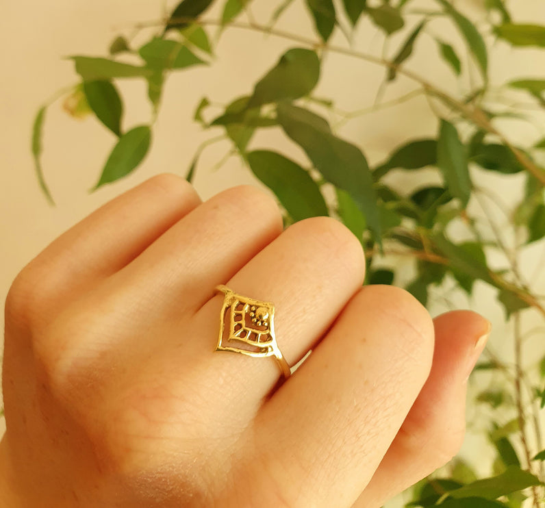 Ethnic style Gold Ring / Boho / Hippie / Coachella / Brass / Bohemian / Psy / Rustic / Tribal / Gypsy / Festival / Healing / Festival