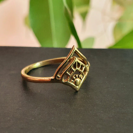 Ethnic style Gold Ring / Boho / Hippie / Coachella / Brass / Bohemian / Psy / Rustic / Tribal / Gypsy / Festival / Healing / Festival