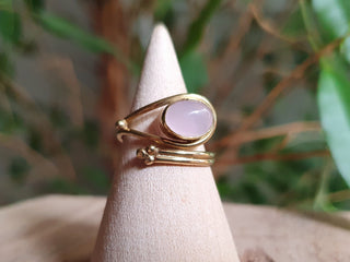 Golden Ethnic style Rose Quartz Ring / Brass / Adjustable / Boho / Bohemian / Rustic / Tribal / Gypsy / Festival / Healing / Festival