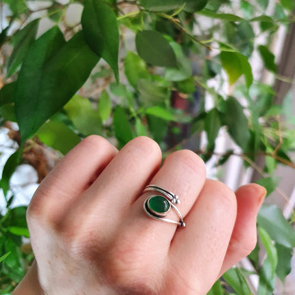 Silver Ethnic style Green Onyx Ring / Brass / Adjustable / Boho / Bohemian / Rustic / Tribal / Gypsy / Festival / Healing / Festival 