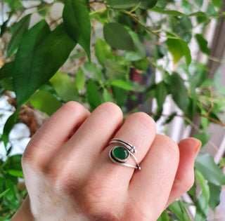 Silver Ethnic style Green Onyx Ring / Brass / Adjustable / Boho / Bohemian / Rustic / Tribal / Gypsy / Festival / Healing / Festival