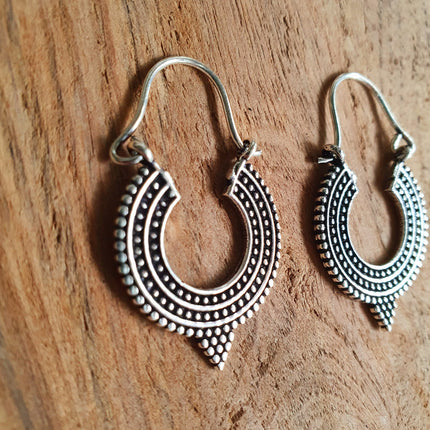 Boho Silver Triangle Tribal Earrings; Ethnic, Geometric, Small, Rustic, Yoga, Hippie, Gypsy, Pretty, Ssy, Boho, Bohemian, Festival