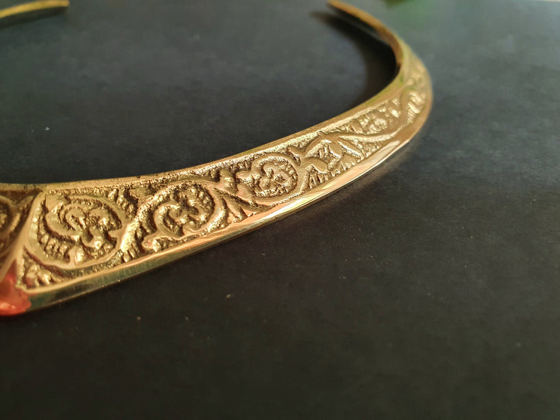 Ethnic Choker Brass Necklace / Rustic / Gypsy / Lightweight / Boho / Tribal / Hippie / Rustic / Vegan / Aztec