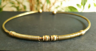 Ethnic Choker Brass Necklace / Rustic / Gypsy / Lightweight / Boho / Tribal / Hippie / Rustic / Vegan / Aztec