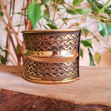 Textured Brass Cuff Bracelet / Tribal / Celtic / Boho / Ethnic / Rustic / Bohemian / Hippie / Gypsy / Jewellery / Adjustable / Unisex / Mens