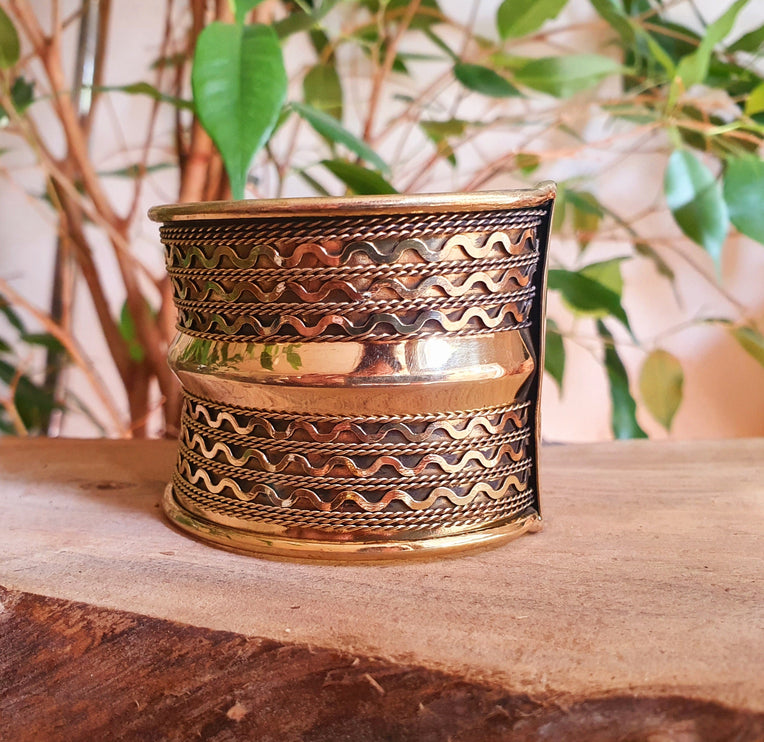 Textured Brass Cuff Bracelet / Tribal / Celtic / Boho / Ethnic / Rustic / Bohemian / Hippie / Gypsy / Jewellery / Adjustable / Unisex / Mens