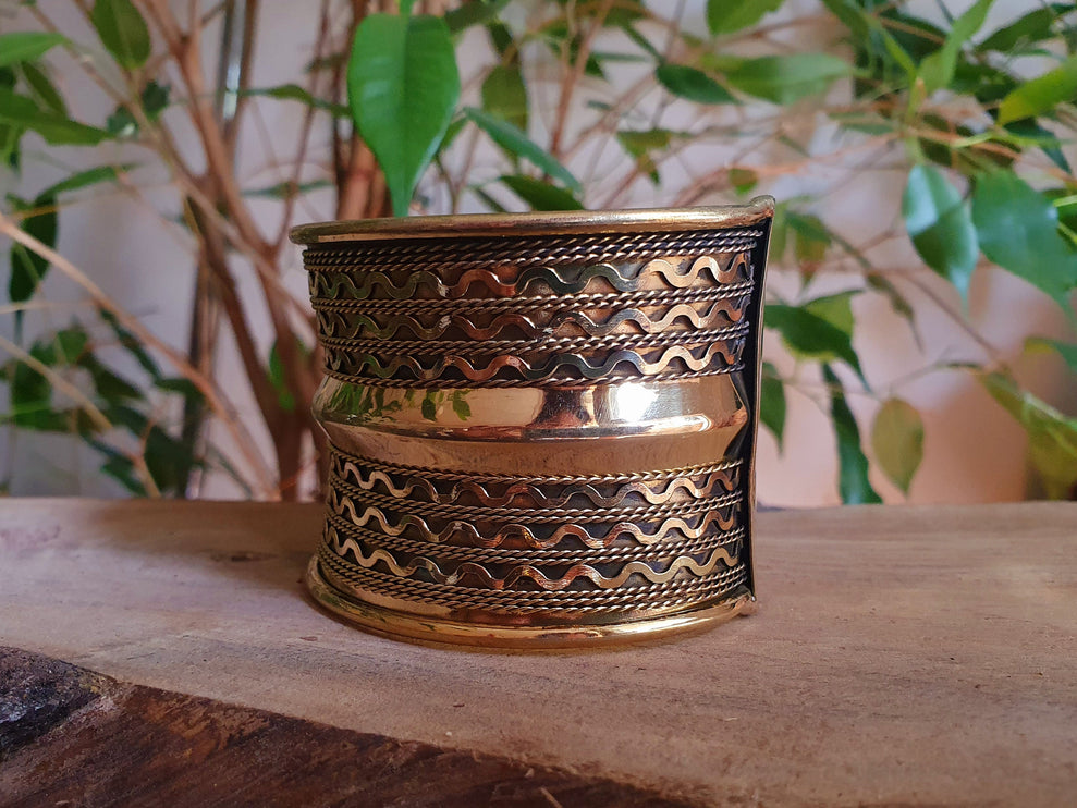 Textured Brass Cuff Bracelet / Tribal / Celtic / Boho / Ethnic / Rustic / Bohemian / Hippie / Gypsy / Jewellery / Adjustable / Unisex / Mens