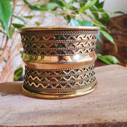 Textured Brass Cuff Bracelet / Tribal / Celtic / Boho / Ethnic / Rustic / Bohemian / Hippie / Gypsy / Jewellery / Adjustable / Unisex / Mens