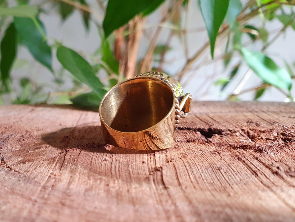 Gold Poison Ring / Brass & Turquoise / Alchemy / Locket Ring / Boho / Bohemian / Rustic / Tribal / Gypsy / Festival / Healing / Festival