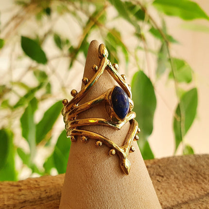 Ethnic style Brass & Lapis Lazuli / Boho / Bohemian / Psy / Rustic / Tribal / Gypsy / Festival / Healing / Festival