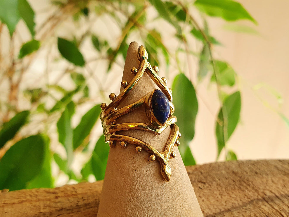 Ethnic style Brass & Lapis Lazuli / Boho / Bohemian / Psy / Rustic / Tribal / Gypsy / Festival / Healing / Festival