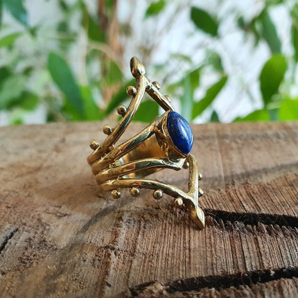 Ethnic style Brass & Lapis Lazuli / Boho / Bohemian / Psy / Rustic / Tribal / Gypsy / Festival / Healing / Festival