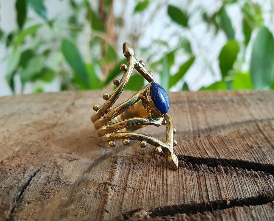 Ethnic style Brass & Lapis Lazuli / Boho / Bohemian / Psy / Rustic / Tribal / Gypsy / Festival / Healing / Festival