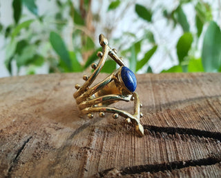 Ethnic style Brass & Lapis Lazuli / Boho / Bohemian / Psy / Rustic / Tribal / Gypsy / Festival / Healing / Festival
