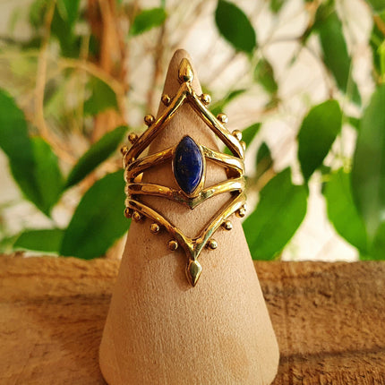 Ethnic style Brass & Lapis Lazuli / Boho / Bohemian / Psy / Rustic / Tribal / Gypsy / Festival / Healing / Festival