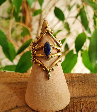 Ethnic style Brass & Lapis Lazuli / Boho / Bohemian / Psy / Rustic / Tribal / Gypsy / Festival / Healing / Festival