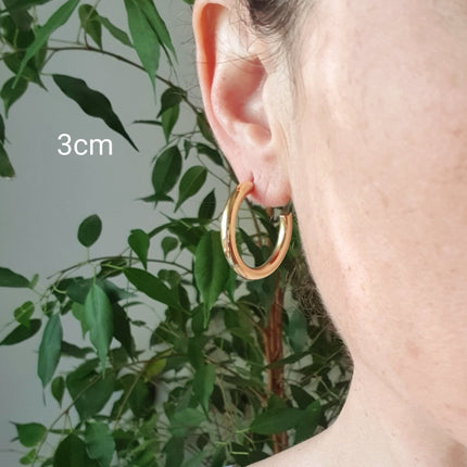 Thick Gold Hoop Earrings / Thickness 4mm / Brass / Ethnic / Vintage / Boho / Chic / Rustic / Psy / Gypsy / Bohemian