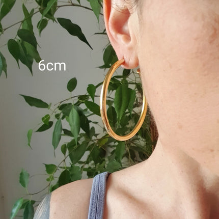 Thick Gold Hoop Earrings / Thickness 4mm / Brass / Ethnic / Vintage / Boho / Chic / Rustic / Psy / Gypsy / Bohemian