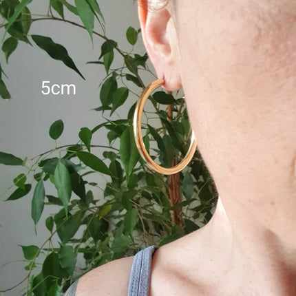 Thick Gold Hoop Earrings / Thickness 4mm / Brass / Ethnic / Vintage / Boho / Chic / Rustic / Psy / Gypsy / Bohemian