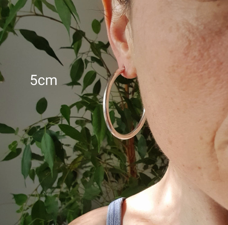 Thick Silver Hoop Earrings / Thickness 4mm / Brass / Ethnic / Vintage / Boho / Chic / Rustic / Psy / Gypsy / Bohemian