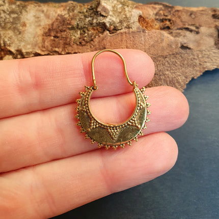 Small Afghani Hoop Tribal Earrings; Ethnic, Geometric, Small, Rustic, Yoga, Hippie, Gypsy, Pretty, Ssy, Boho, Bohemian, Festival