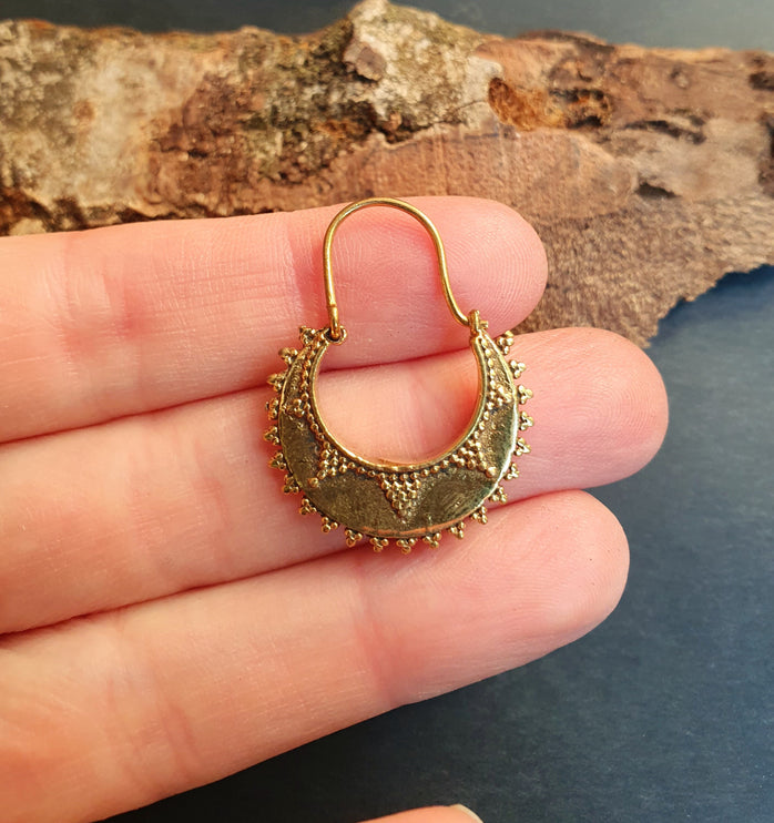 Small Afghani Hoop Tribal Earrings; Ethnic, Geometric, Small, Rustic, Yoga, Hippie, Gypsy, Pretty, Ssy, Boho, Bohemian, Festival