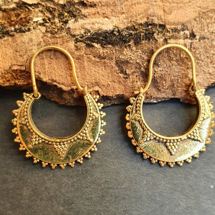 Small Afghani Hoop Tribal Earrings; Ethnic, Geometric, Small, Rustic, Yoga, Hippie, Gypsy, Pretty, Ssy, Boho, Bohemian, Festival