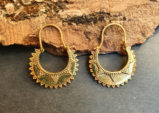 Small Afghani Hoop Tribal Earrings; Ethnic, Geometric, Small, Rustic, Yoga, Hippie, Gypsy, Pretty, Ssy, Boho, Bohemian, Festival