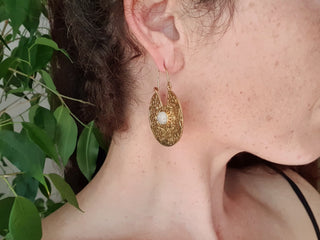 Golden Ethnic Moonstone Earrings Ethnic, rustic, yoga, hippie, gypsy, pretty, psy, boho, bohemian, festival