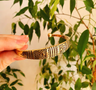 Aztec Brass Bracelet / Tuareg Jewelry / Cuff / Unisex / Boho / Ethnic / Costume / Bohemian / Medieval / Gypsy / Geometric /